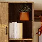 Meuble TV mural Famapy grand système de meuble avec bibliothèque et rangement TV pour salon en chêne