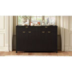 Buffet moderne motif vague avec 2 tiroirs et 4 portes, étagères réglables sur 3 niveaux