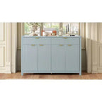 Buffet moderne motif vague avec 2 tiroirs et 4 portes, étagères réglables sur 3 niveaux