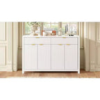 Buffet moderne motif vague avec 2 tiroirs et 4 portes, étagères réglables sur 3 niveaux