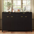 Modern Wave-Pattern Sideboard Cabinet with 2 Drawers and 4 Doors 3-Level Adjustable Shelves
