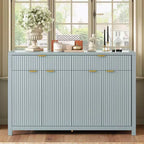 Buffet moderne motif vague avec 2 tiroirs et 4 portes, étagères réglables sur 3 niveaux