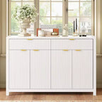 Buffet moderne motif vague avec 2 tiroirs et 4 portes, étagères réglables sur 3 niveaux