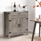 VINGLI Buffet de salle à manger/desserte moderne de style ferme avec tiroir, meuble de rangement avec portes et étagères réglables, station de café, gris cendré