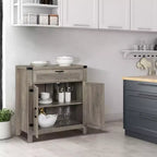 VINGLI Buffet de salle à manger/desserte moderne de style ferme avec tiroir, meuble de rangement avec portes et étagères réglables, station de café, gris cendré