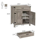 VINGLI Buffet de salle à manger/desserte moderne de style ferme avec tiroir, meuble de rangement avec portes et étagères réglables, station de café, gris cendré