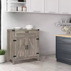 VINGLI Buffet de salle à manger/desserte moderne de style ferme avec tiroir, meuble de rangement avec portes et étagères réglables, station de café, gris cendré