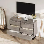 Commode 6 tiroirs pour chambre, Commode large, Meuble de rangement vertical autoportant, Commode de rangement en bois pour salon, couloir, entrée