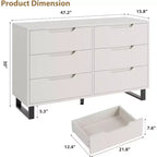 Commode 6 tiroirs pour chambre, Commode large, Meuble de rangement vertical autoportant, Commode de rangement en bois pour salon, couloir, entrée