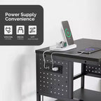VINGLI Meuble Imprimante 3 Niveaux avec Prise de Courant/Port USB, Chariot Imprimante Roulant avec Étagère Réglable, Table pour Imprimante Laser (Noir)