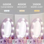 Coiffeuse Princesse CuisinSmart pour Filles avec Miroir Lumineux, Table de Maquillage et Tabouret - Ensemble de Jeu en Bois pour Enfant de 3 à 9 Ans