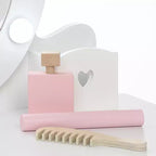 Coiffeuse Princesse CuisinSmart pour Filles avec Miroir Lumineux, Table de Maquillage et Tabouret - Ensemble de Jeu en Bois pour Enfant de 3 à 9 Ans