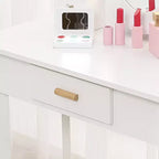 Coiffeuse Princesse CuisinSmart pour Filles avec Miroir Lumineux, Table de Maquillage et Tabouret - Ensemble de Jeu en Bois pour Enfant de 3 à 9 Ans