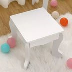 Coiffeuse Princesse CuisinSmart pour Filles avec Miroir Lumineux, Table de Maquillage et Tabouret - Ensemble de Jeu en Bois pour Enfant de 3 à 9 Ans