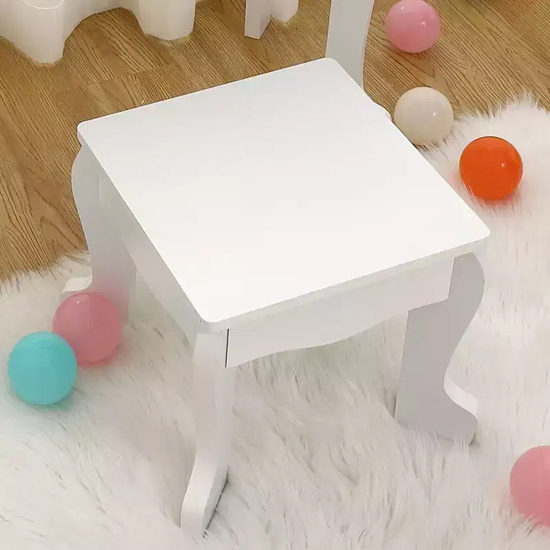Coiffeuse Princesse CuisinSmart pour Filles avec Miroir Lumineux, Table de Maquillage et Tabouret - Ensemble de Jeu en Bois pour Enfant de 3 à 9 Ans