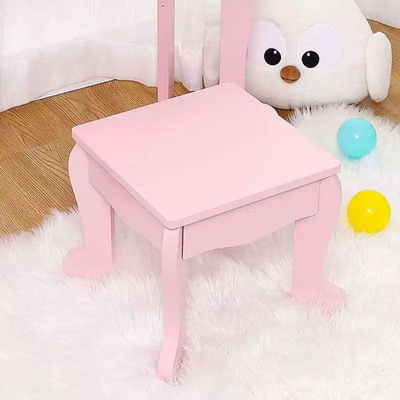 Coiffeuse Princesse CuisinSmart pour Filles avec Miroir Lumineux, Table de Maquillage et Tabouret - Ensemble de Jeu en Bois pour Enfant de 3 à 9 Ans