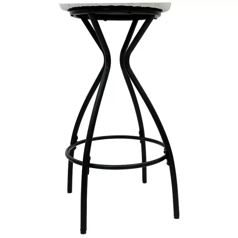 MAYEERTY Lot de 2 tabourets de bar 73,7 cm à imprimé floral - Tabourets de bar ronds rembourrés avec repose-pieds pour cuisine/salle à manger (noir et blanc)