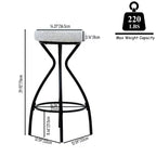 MAYEERTY Lot de 2 tabourets de bar 73,7 cm à imprimé floral - Tabourets de bar ronds rembourrés avec repose-pieds pour cuisine/salle à manger (noir et blanc)