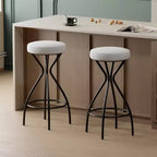MAYEERTY Lot de 2 tabourets de bar 73,7 cm à imprimé floral - Tabourets de bar ronds rembourrés avec repose-pieds pour cuisine/salle à manger (noir et blanc)