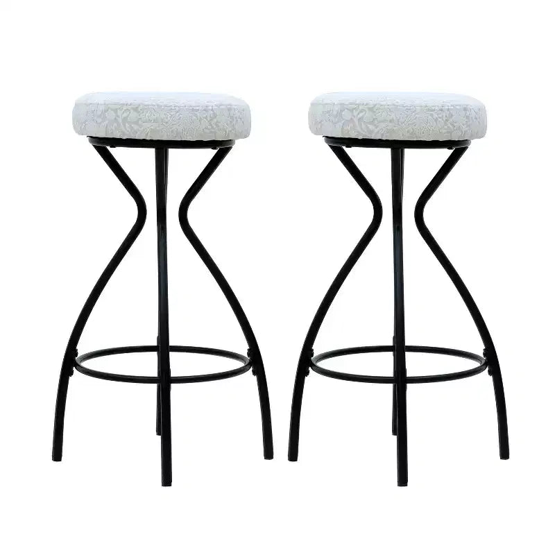 MAYEERTY Lot de 2 tabourets de bar 73,7 cm à imprimé floral - Tabourets de bar ronds rembourrés avec repose-pieds pour cuisine/salle à manger (noir et blanc)