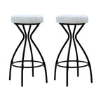 MAYEERTY Lot de 2 tabourets de bar 73,7 cm à imprimé floral - Tabourets de bar ronds rembourrés avec repose-pieds pour cuisine/salle à manger (noir et blanc)