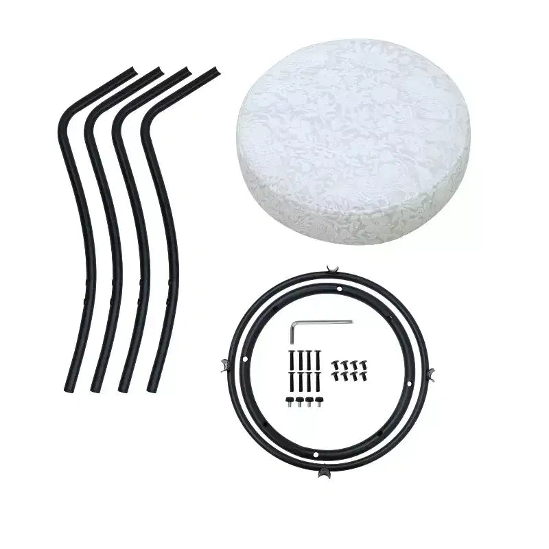 MAYEERTY Lot de 2 tabourets de bar 73,7 cm à imprimé floral - Tabourets de bar ronds rembourrés avec repose-pieds pour cuisine/salle à manger (noir et blanc)