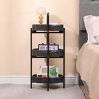 MAYEERTY Table d'appoint 3 niveaux en corde de papier tressée, paniers de rangement ovales, pour salon ou cuisine, Noir