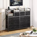 TV Stand with Charging Station - Modern 8-Drawer Dresser with Wood Top, USB Ports & Power Outlets, Storage Cabinet