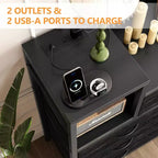 Meuble TV avec station de charge - Commode moderne à 8 tiroirs avec plateau en bois, ports USB et prises de courant, armoire de rangement