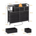 Meuble TV avec station de charge - Commode moderne à 8 tiroirs avec plateau en bois, ports USB et prises de courant, armoire de rangement