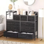 Meuble TV avec station de charge - Commode moderne à 8 tiroirs avec plateau en bois, ports USB et prises de courant, armoire de rangement