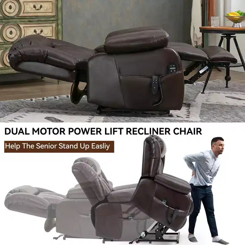 Fauteuil inclinable électrique double moteur CLIHOME à position infinie, taille moyenne, avec massage vibrant 8 points et chauffage lombaire