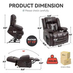 Fauteuil inclinable électrique double moteur CLIHOME à position infinie, taille moyenne, avec massage vibrant 8 points et chauffage lombaire