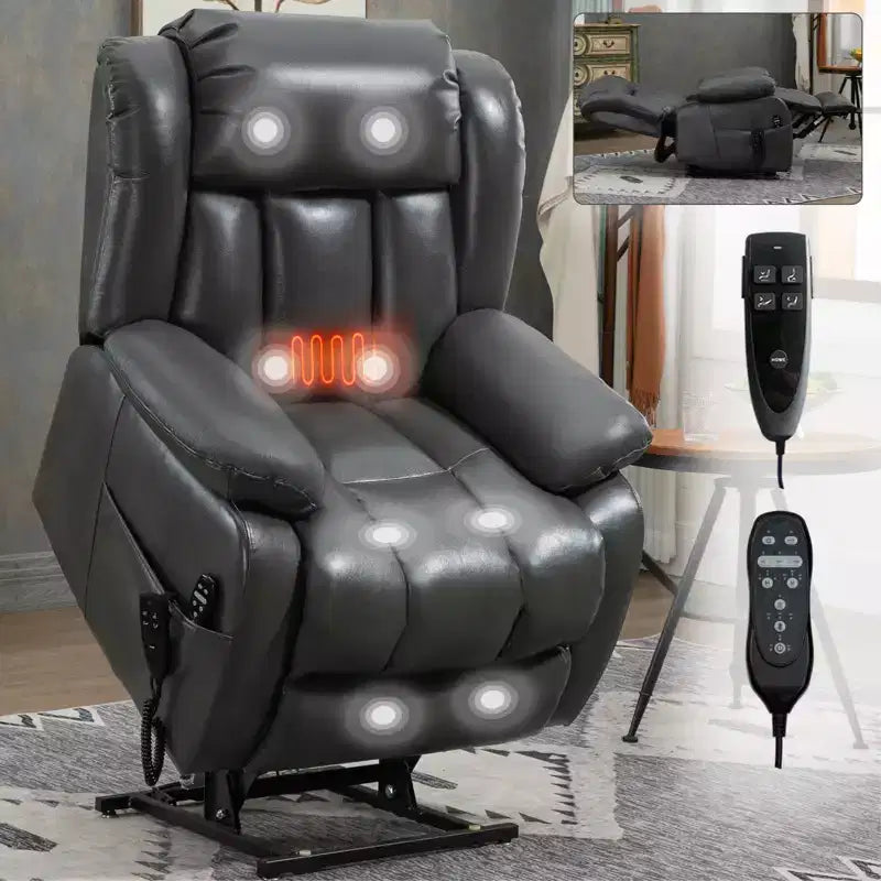 Fauteuil inclinable électrique double moteur CLIHOME à position infinie, taille moyenne, avec massage vibrant 8 points et chauffage lombaire