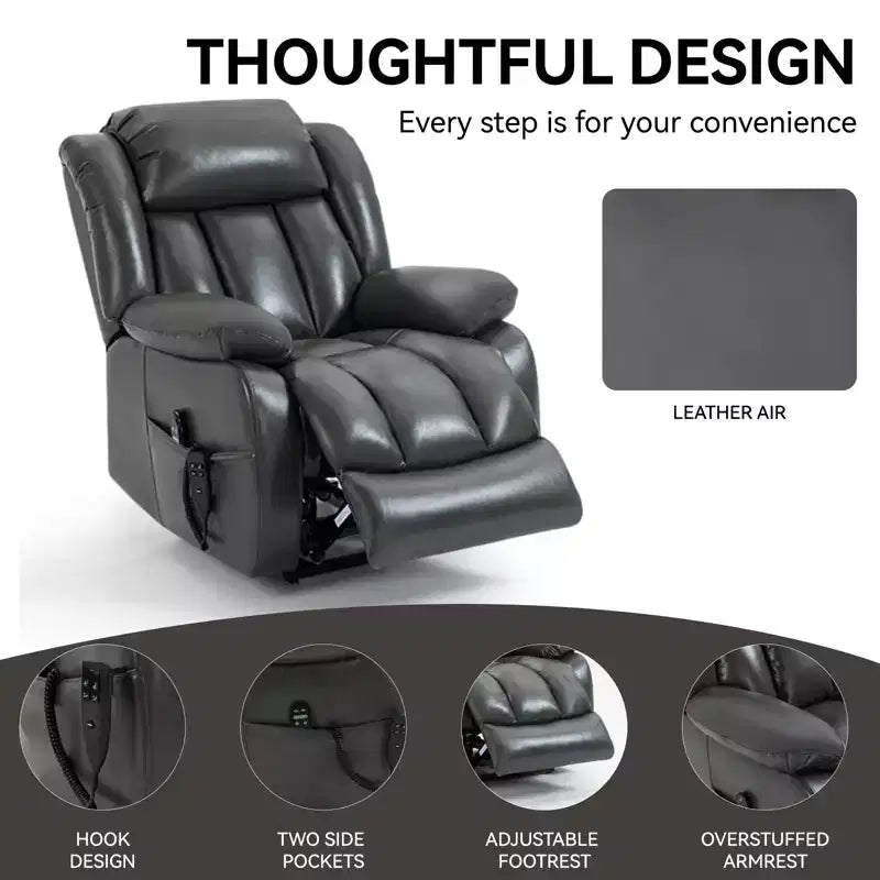 Fauteuil inclinable électrique double moteur CLIHOME à position infinie, taille moyenne, avec massage vibrant 8 points et chauffage lombaire