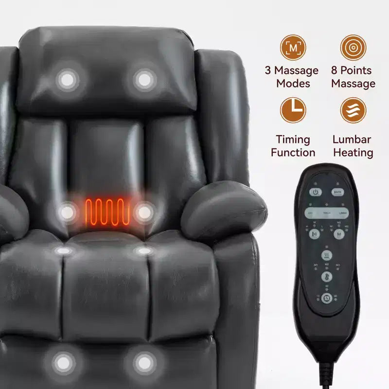 Fauteuil inclinable électrique double moteur CLIHOME à position infinie, taille moyenne, avec massage vibrant 8 points et chauffage lombaire