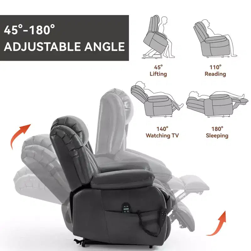 Fauteuil inclinable électrique double moteur CLIHOME à position infinie, taille moyenne, avec massage vibrant 8 points et chauffage lombaire