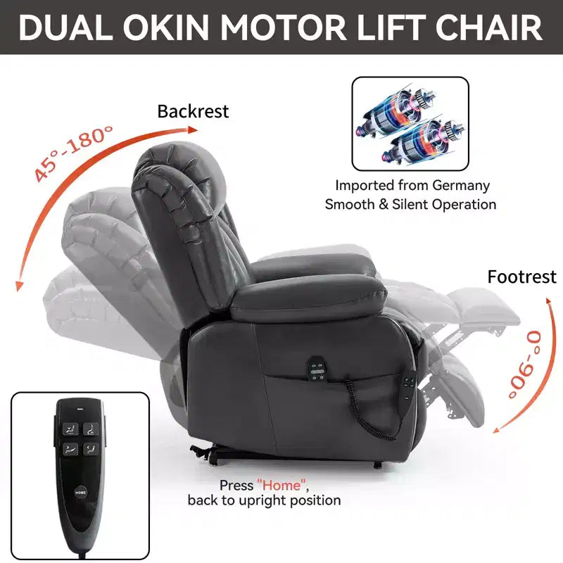 Fauteuil inclinable électrique double moteur CLIHOME à position infinie, taille moyenne, avec massage vibrant 8 points et chauffage lombaire