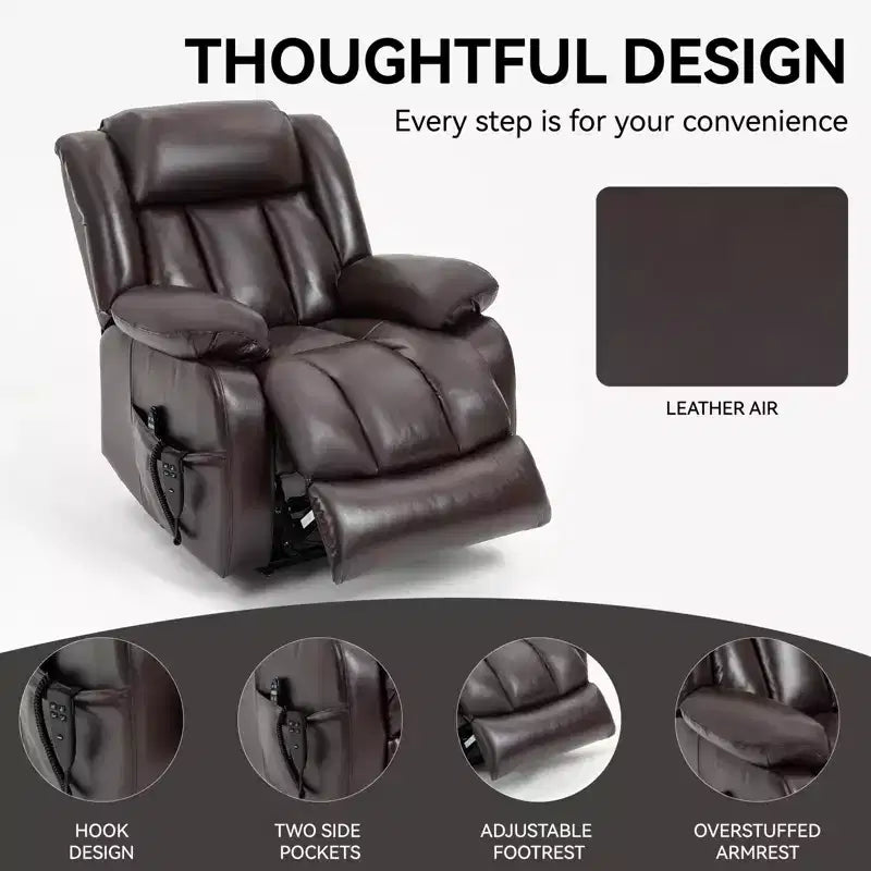 Fauteuil inclinable électrique double moteur CLIHOME à position infinie, taille moyenne, avec massage vibrant 8 points et chauffage lombaire