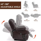 Fauteuil inclinable électrique double moteur CLIHOME à position infinie, taille moyenne, avec massage vibrant 8 points et chauffage lombaire