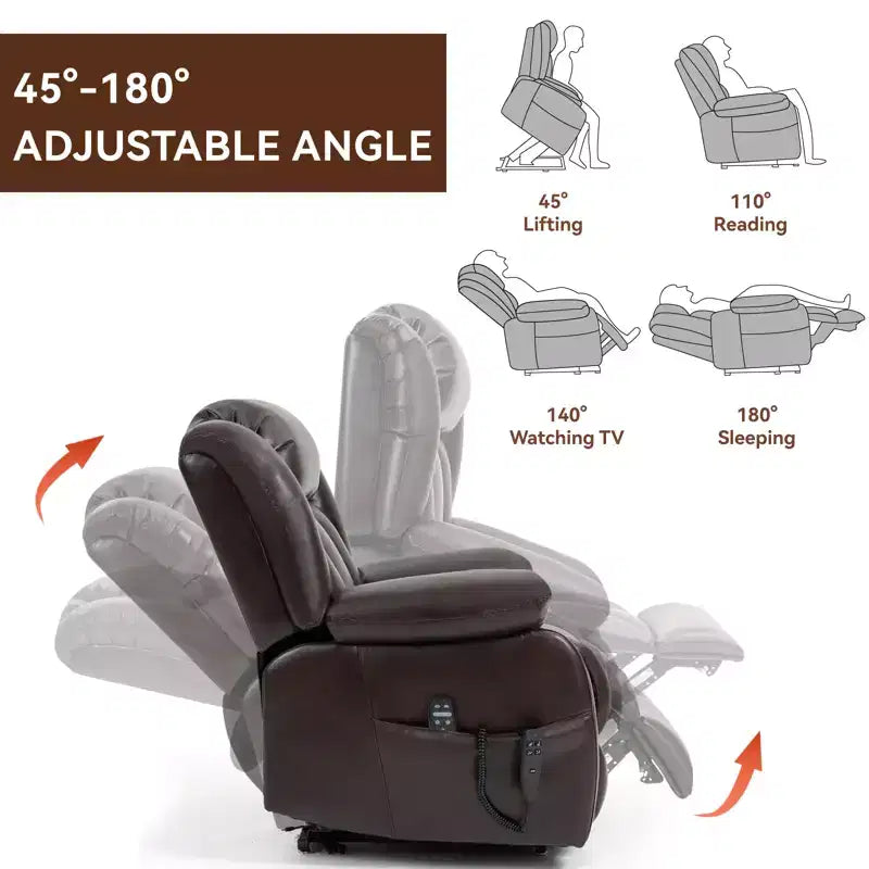 Fauteuil inclinable électrique double moteur CLIHOME à position infinie, taille moyenne, avec massage vibrant 8 points et chauffage lombaire