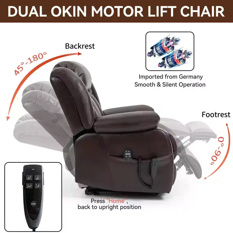 Fauteuil inclinable électrique double moteur CLIHOME à position infinie, taille moyenne, avec massage vibrant 8 points et chauffage lombaire
