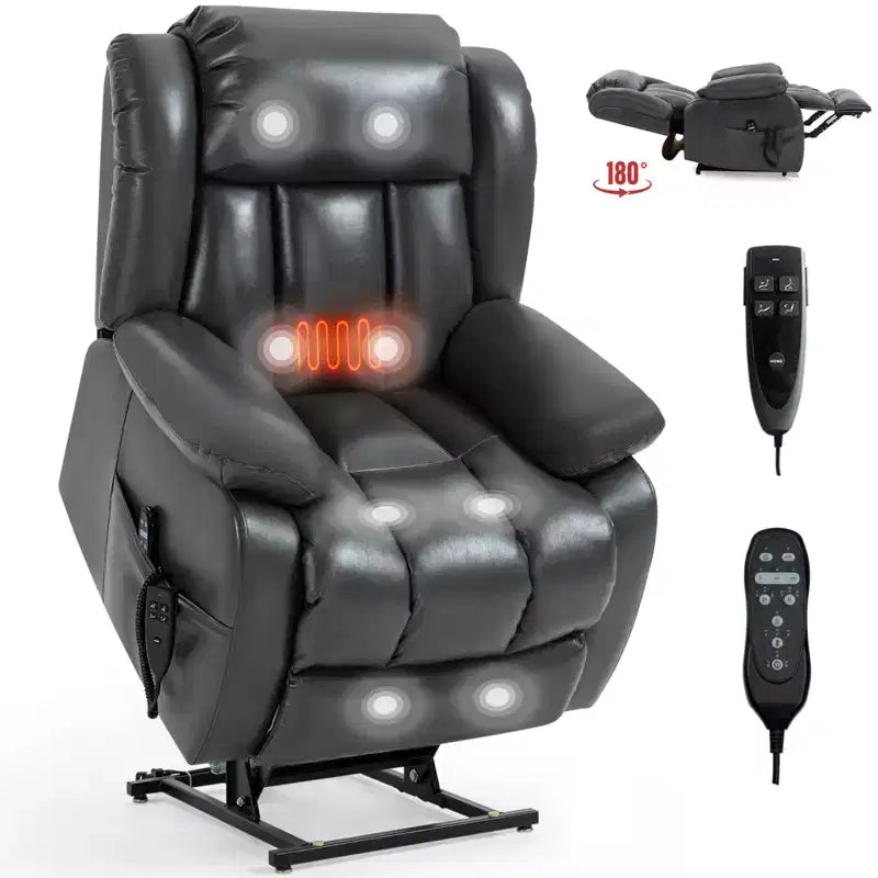 Fauteuil inclinable électrique double moteur CLIHOME à position infinie, taille moyenne, avec massage vibrant 8 points et chauffage lombaire