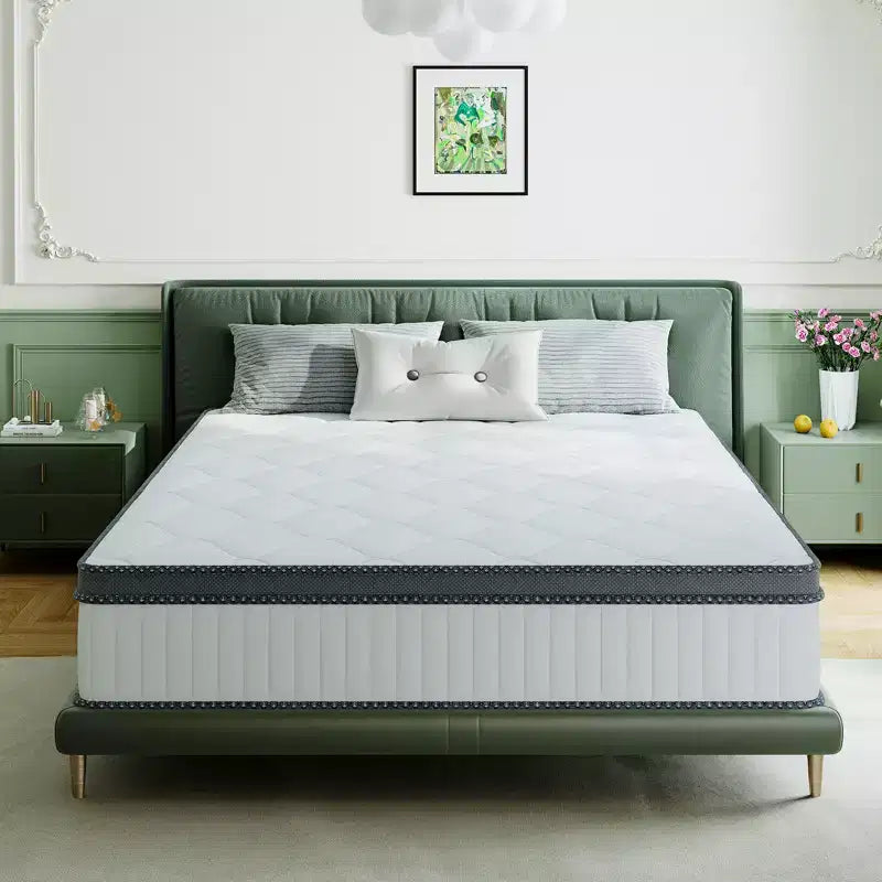 Swedrea Hybrid Mattress Breathable Medium Cooling Memory Foam Bed-in-a-Box White
