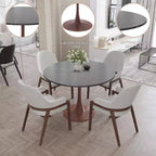 Table à manger ronde LeisureMod Bristol 40 avec plateau en pierre frittée et piédestal en acier noyer pour cuisine et salle à manger modernes