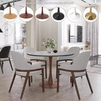 Table à manger ronde LeisureMod Bristol 40 avec plateau en pierre frittée et piédestal en acier noyer pour cuisine et salle à manger modernes