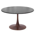 LeisureMod Bristol 40 Round Dining Table with Sintered Stone Top and Walnut Steel Pedestal Base for Modern Kitchen and Dining Room