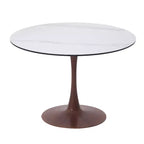 Table à manger ronde LeisureMod Bristol 40 avec plateau en pierre frittée et piédestal en acier noyer pour cuisine et salle à manger modernes