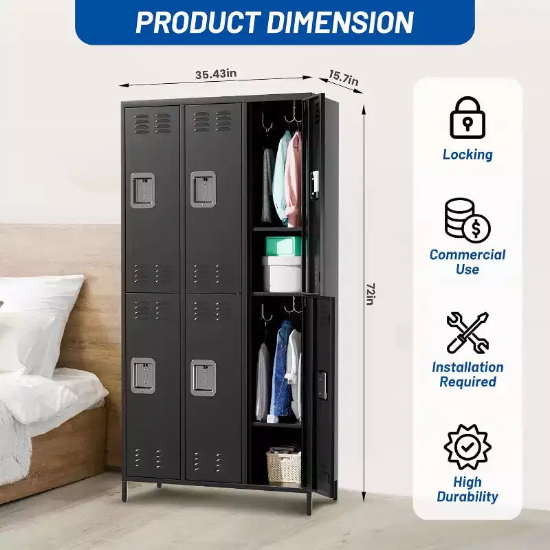 Casier métallique pour employés 6 portes, armoire de rangement pour bureau et industrie, convient pour la maison, le bureau, la salle de sport, l'école