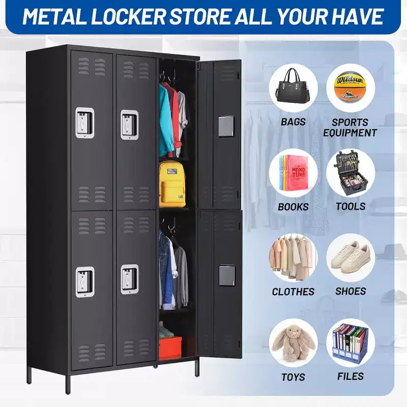 Casier métallique pour employés 6 portes, armoire de rangement pour bureau et industrie, convient pour la maison, le bureau, la salle de sport, l'école